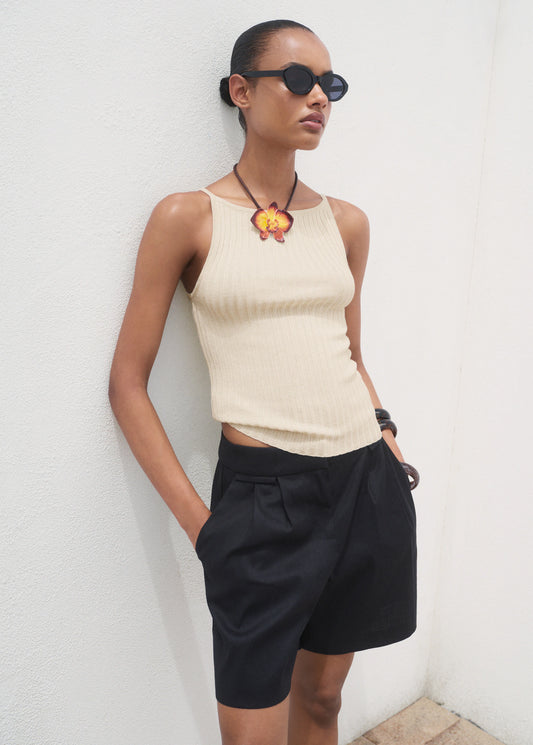 Fine Ribbed Knit Top