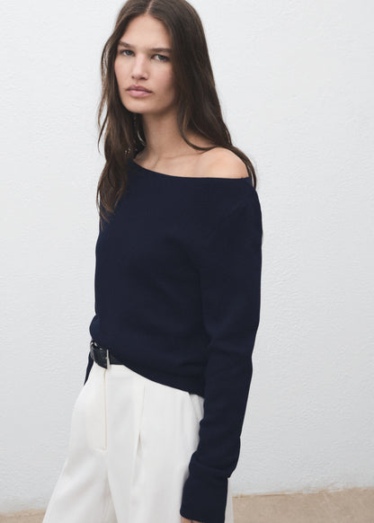 Fine Knit Boat Neck Sweater