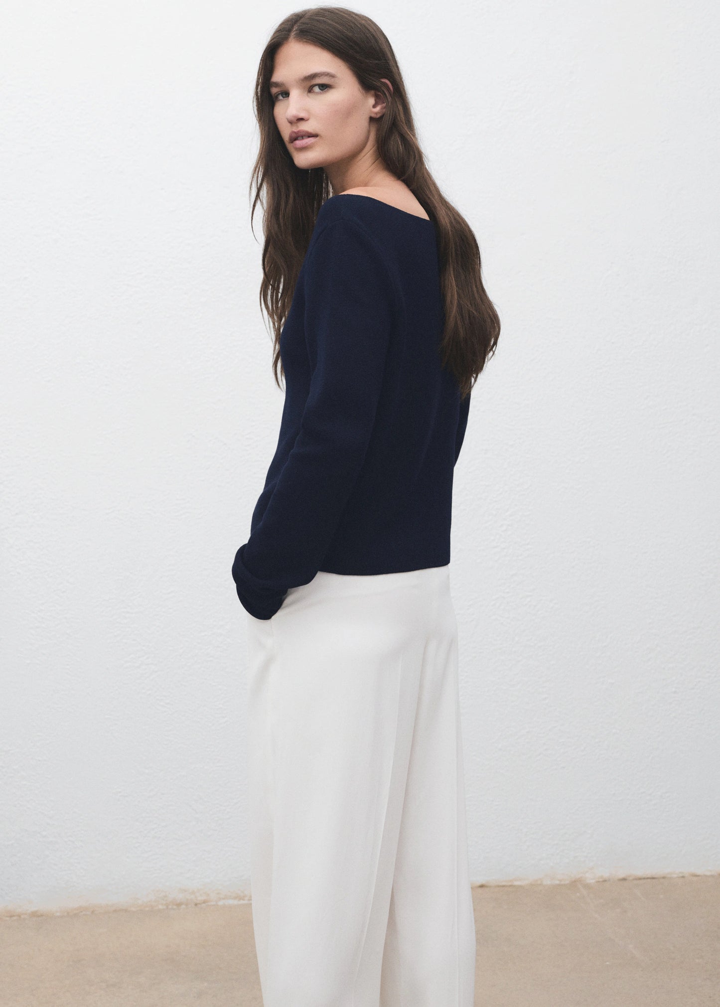 Fine Knit Boat Neck Sweater
