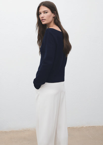 Fine Knit Boat Neck Sweater