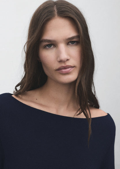 Fine Knit Boat Neck Sweater