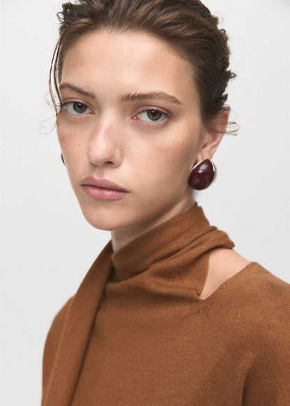 Fine Knit Sweater With Scarf