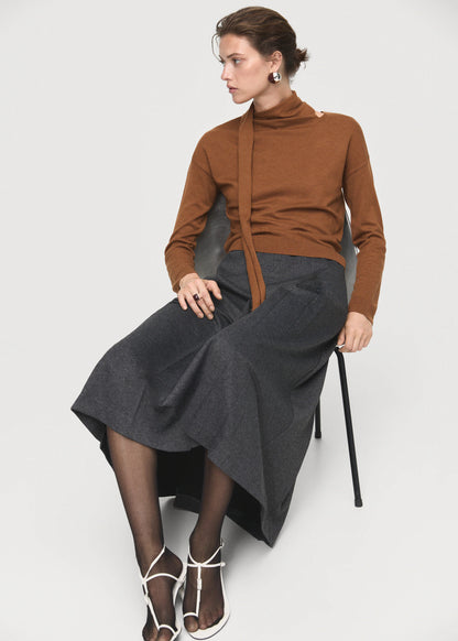 Fine Knit Sweater With Scarf