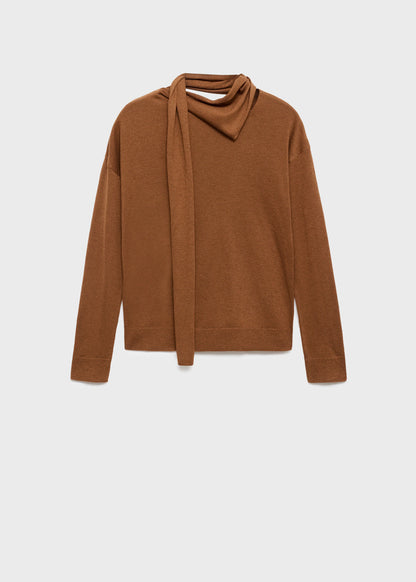 Fine Knit Sweater With Scarf