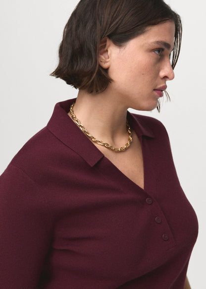 Fine Knit Sweater With Shirt Collar