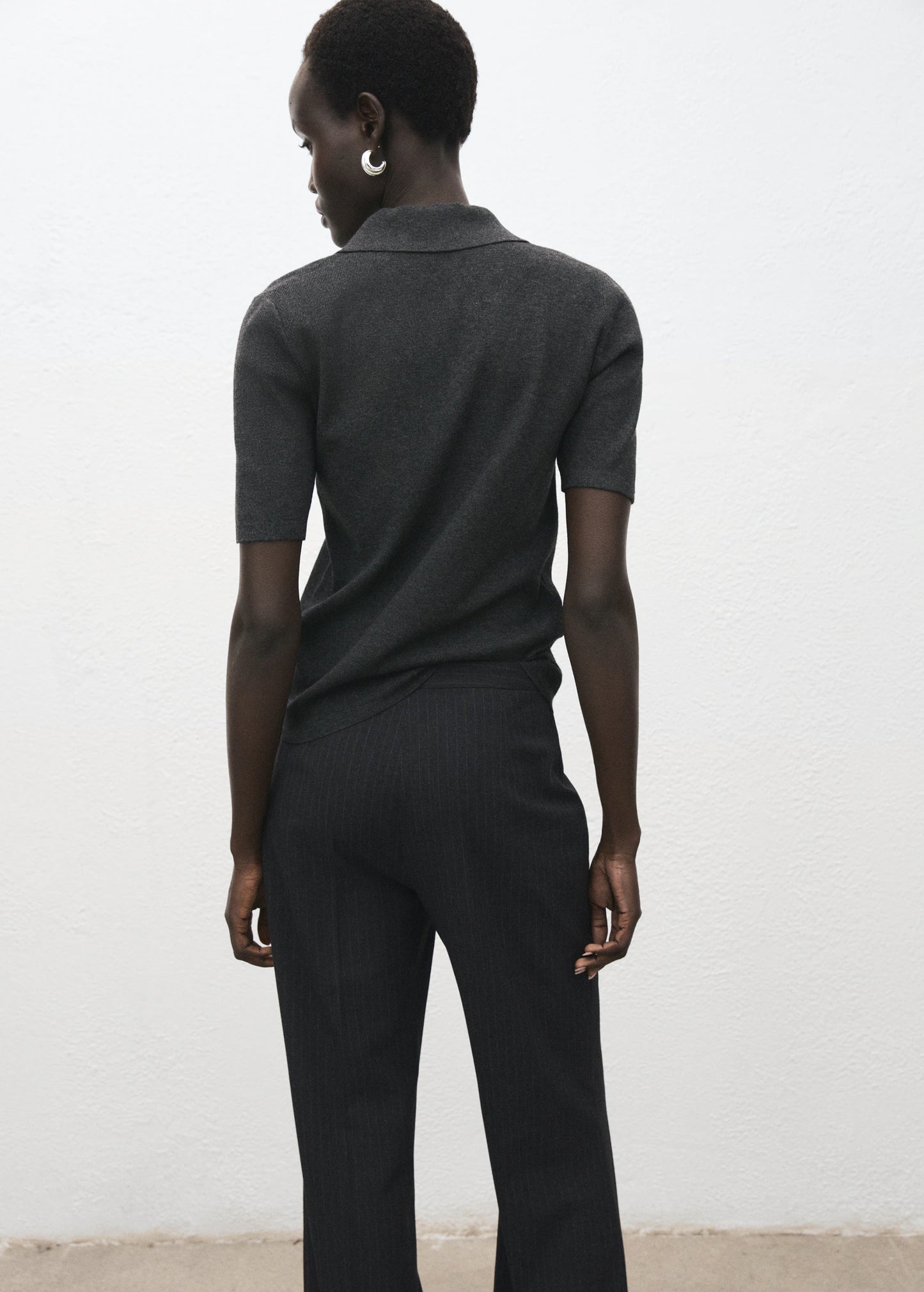 Fine Knit Sweater With Shirt Collar