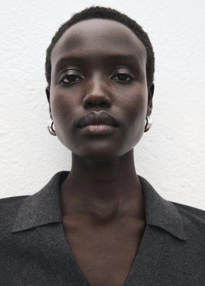 Fine Knit Sweater With Shirt Collar