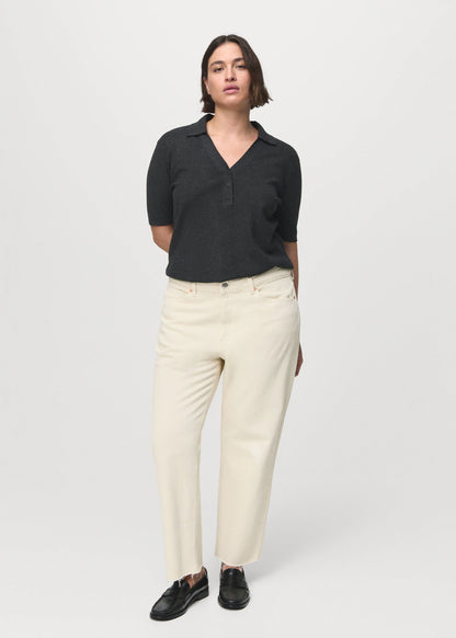 Fine Knit Sweater With Shirt Collar