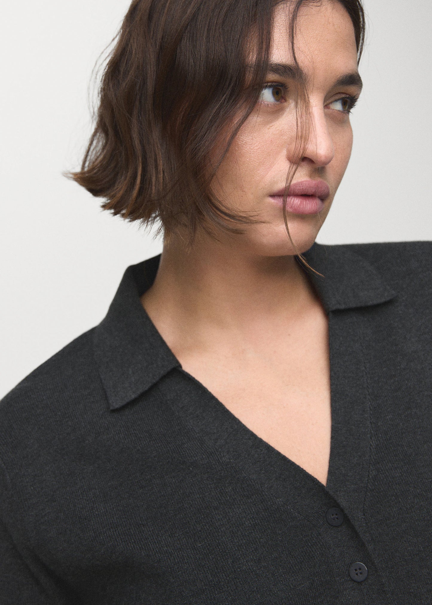 Fine Knit Sweater With Shirt Collar