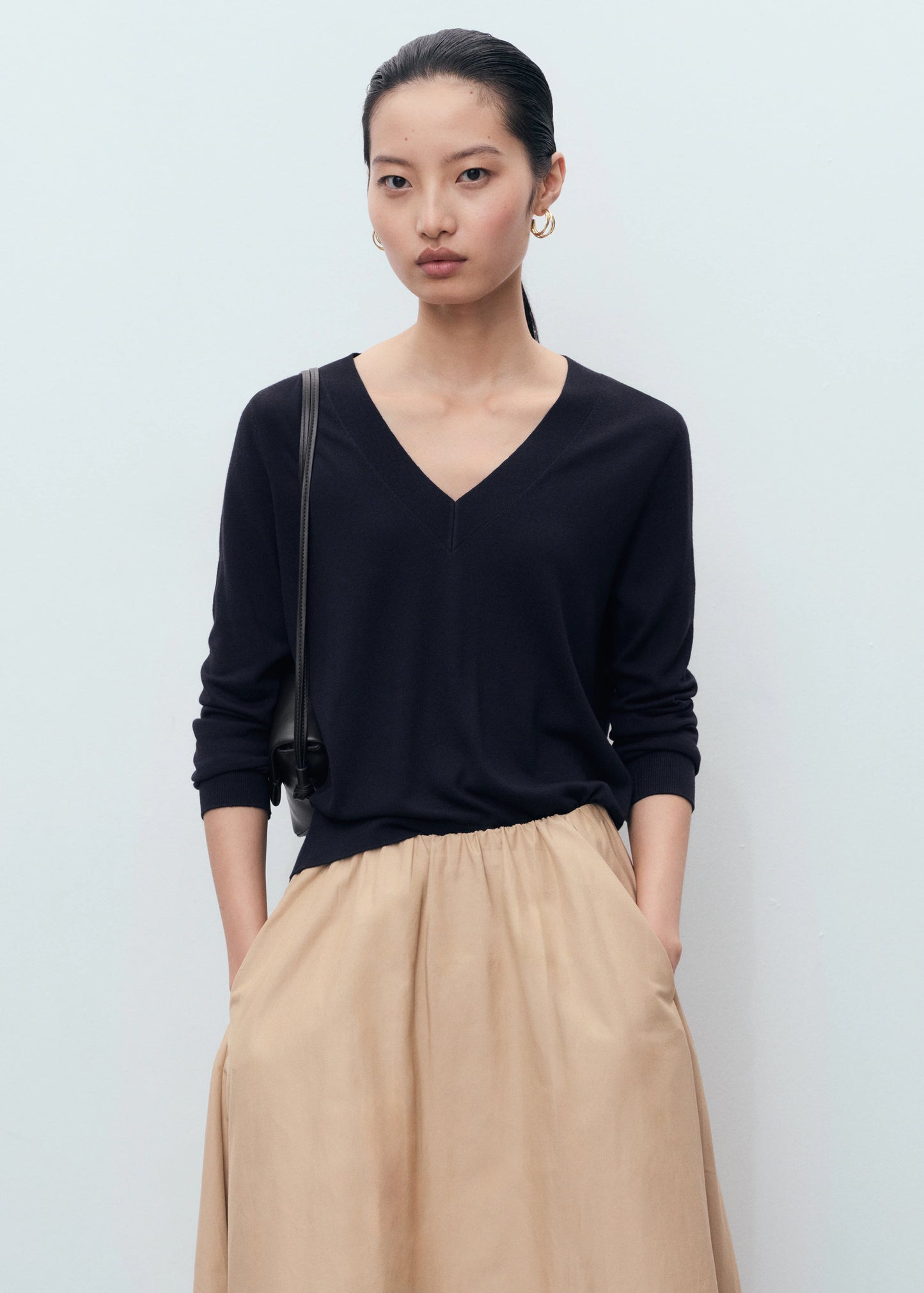 Fine Knit V Neck Sweater