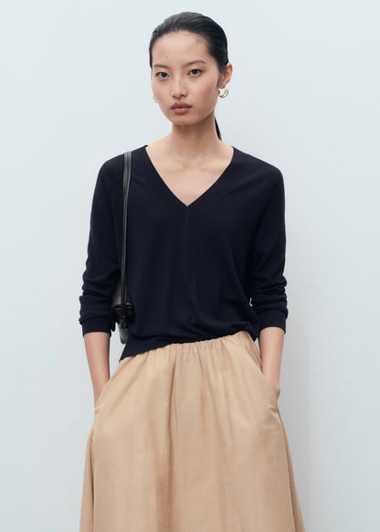 Fine Knit V Neck Sweater