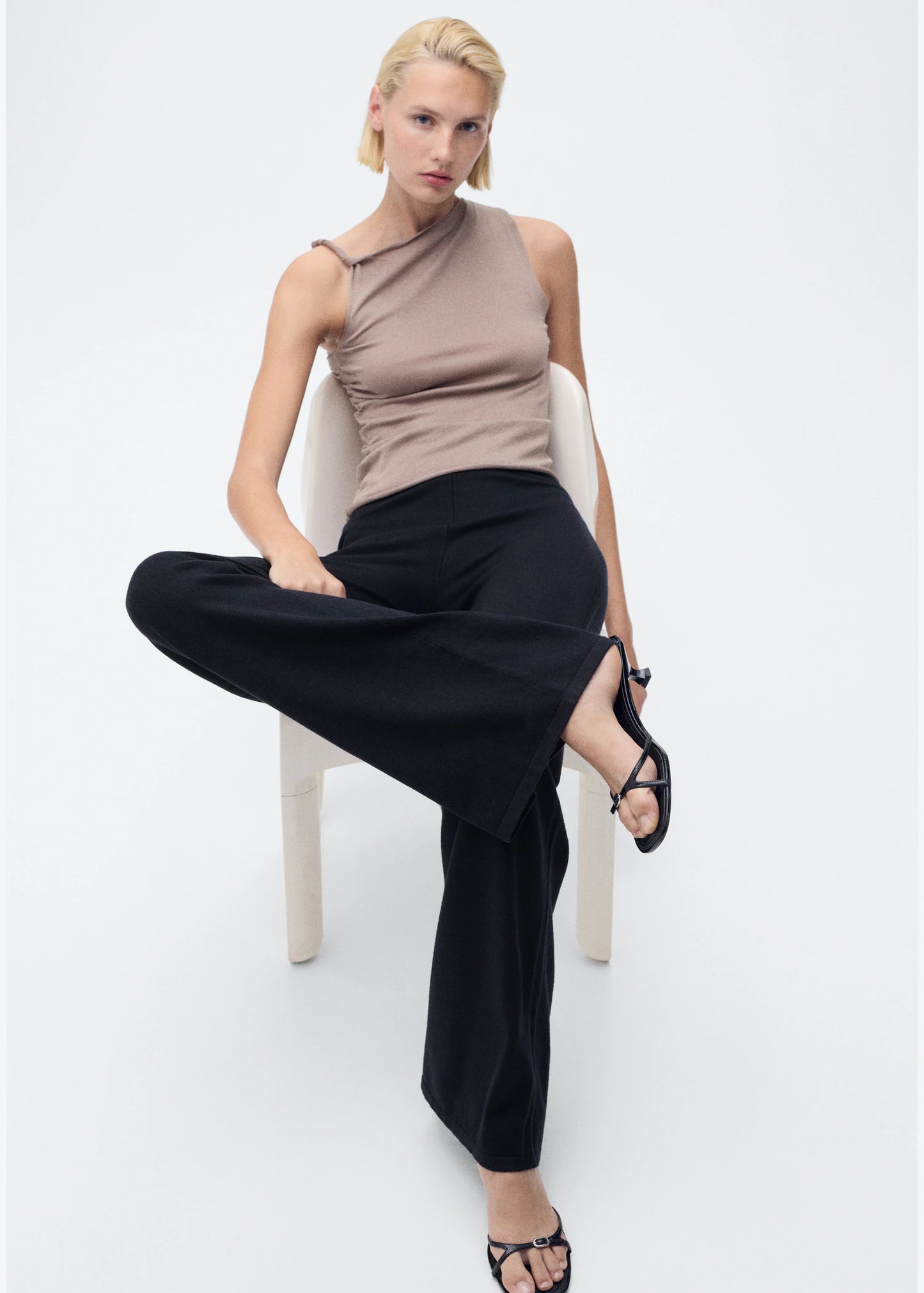 Fine Knit Wide Leg Trousers