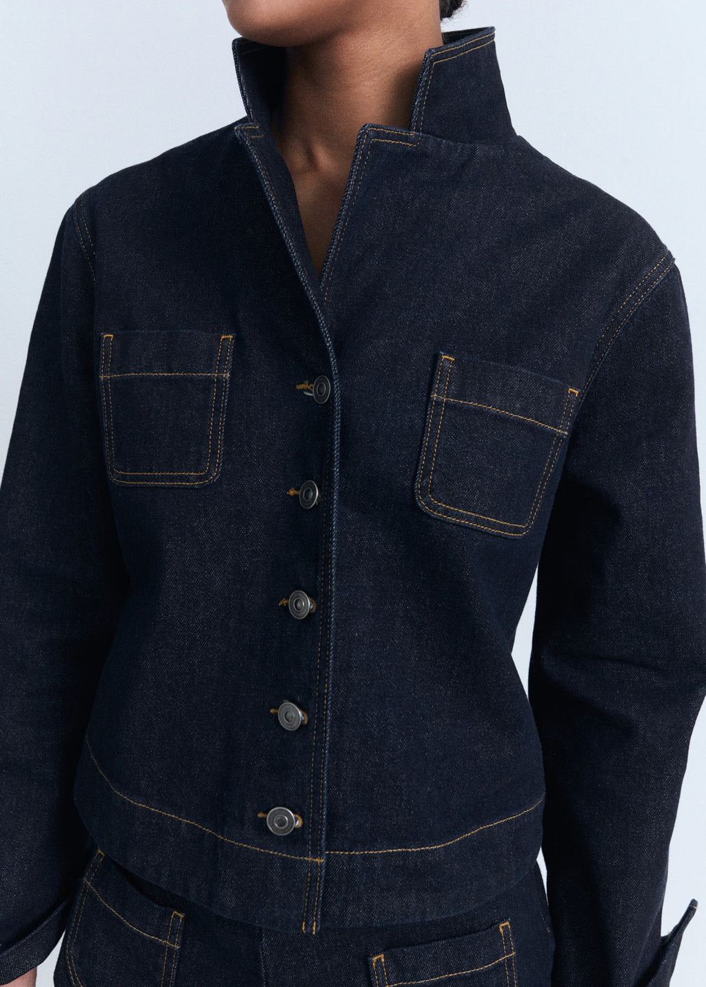 Fitted Denim Jacket With Pockets