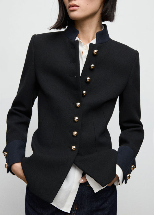 Fitted Jacket With Band Collar