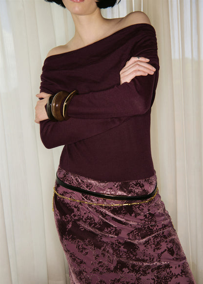 Fitted Sweater With Draped Neckline