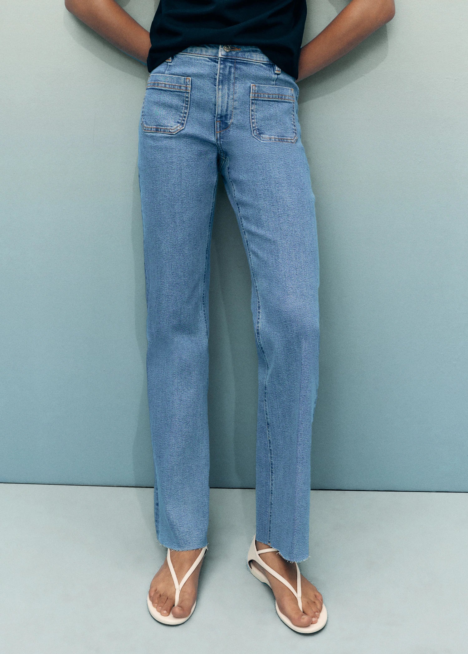 Flared Cropped Jeans With Pockets