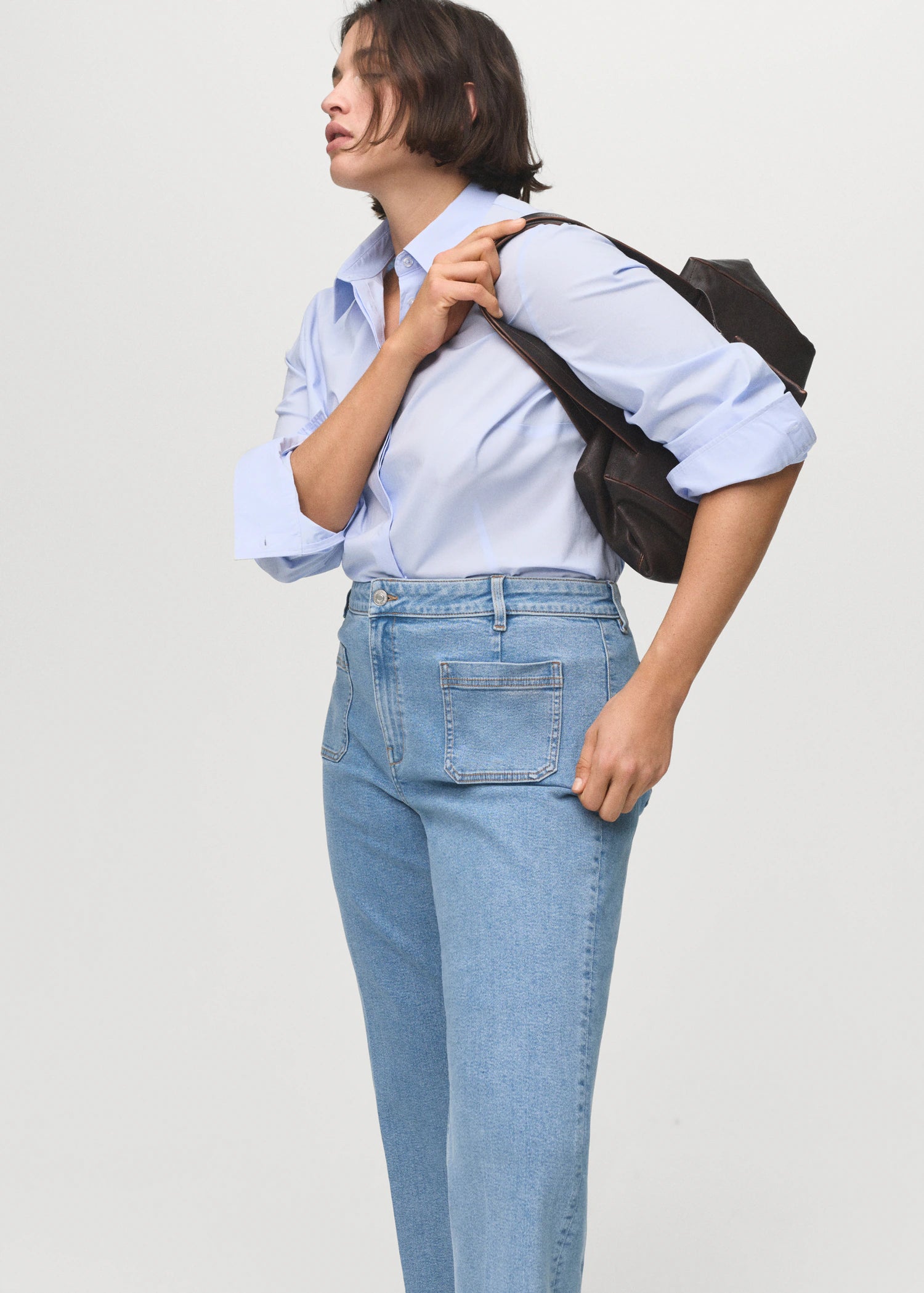 Flared Cropped Jeans With Pockets