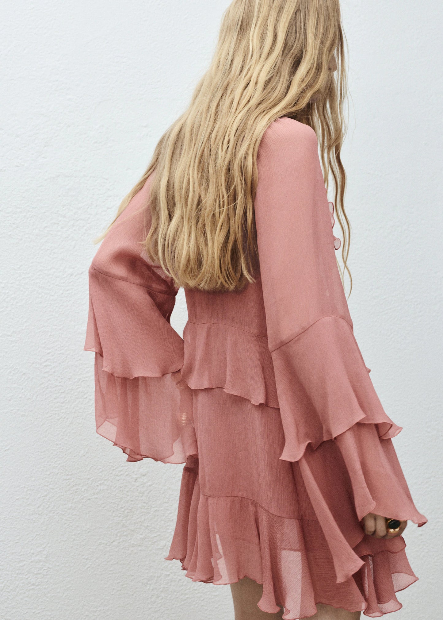 Flared Dress With Ruffled Sleeves