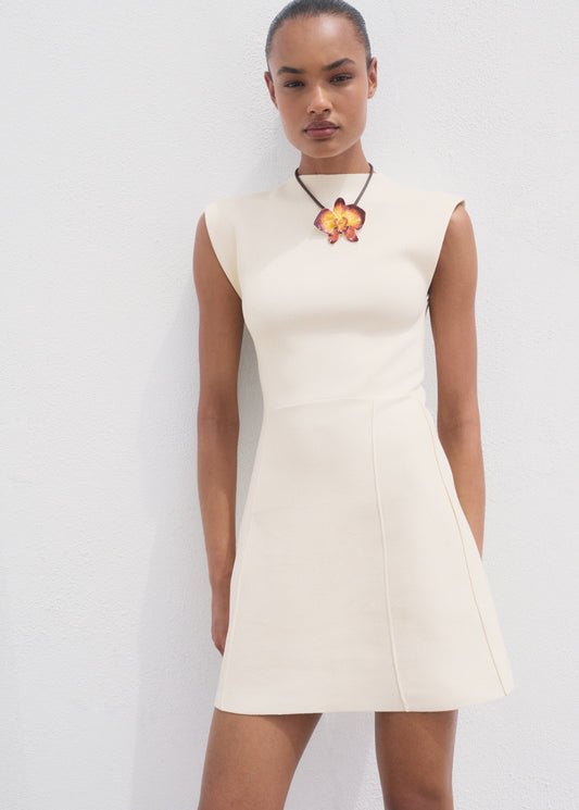 Flared Knit Dress With Perkins Collar