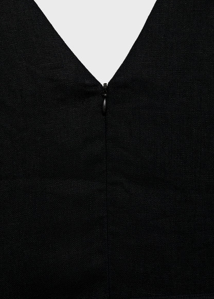 Flared Linen Dress With Belt