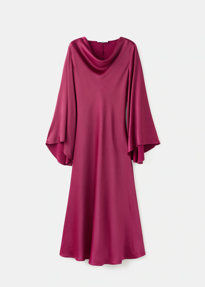 Flared Sleeve Satin Dress