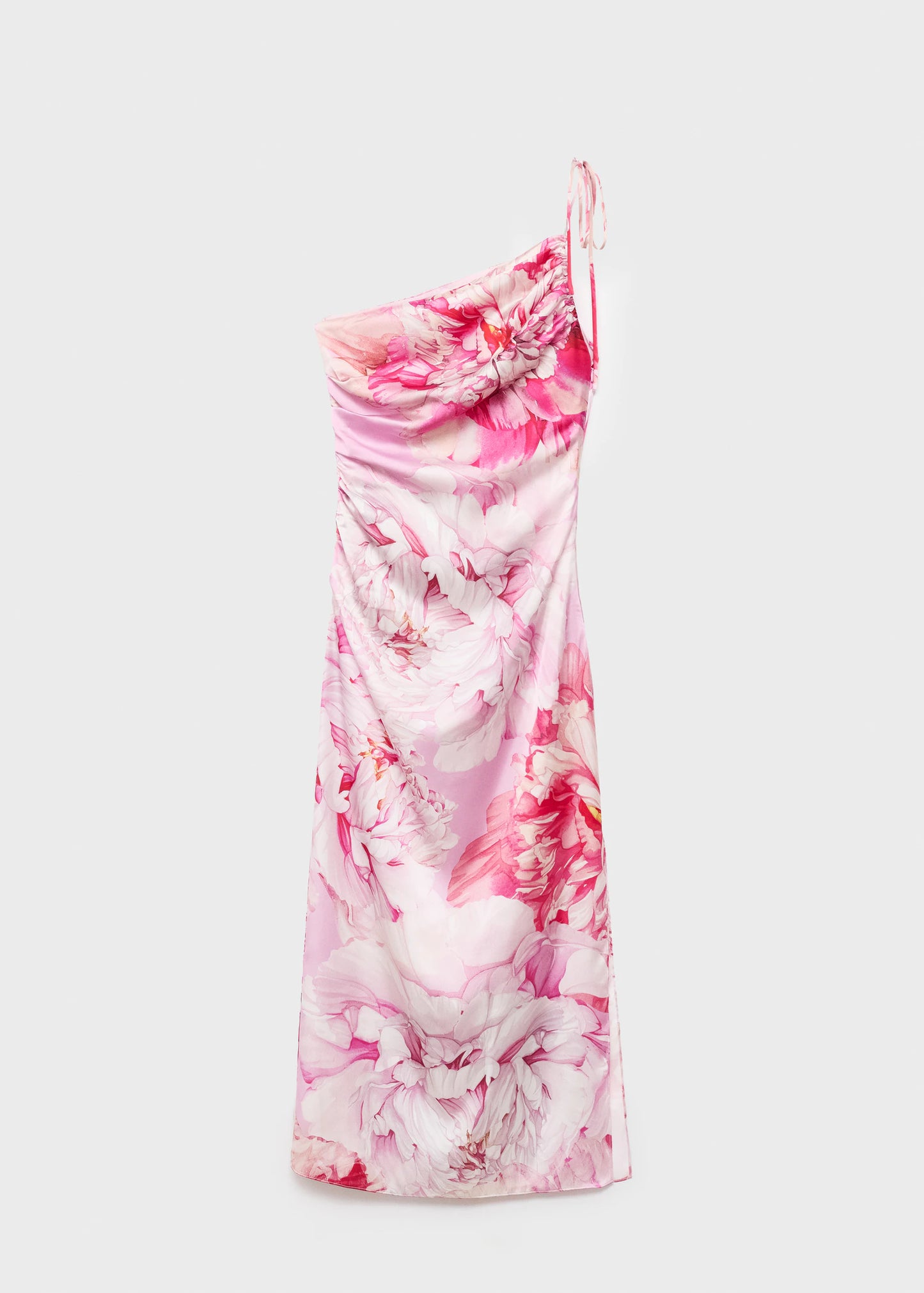 Floral Asymmetrical Satin Dress