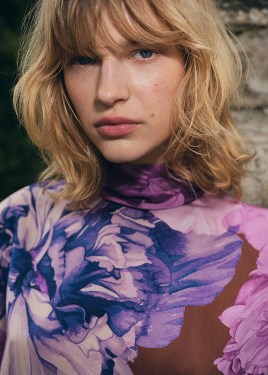 Floral Blouse With Scarf