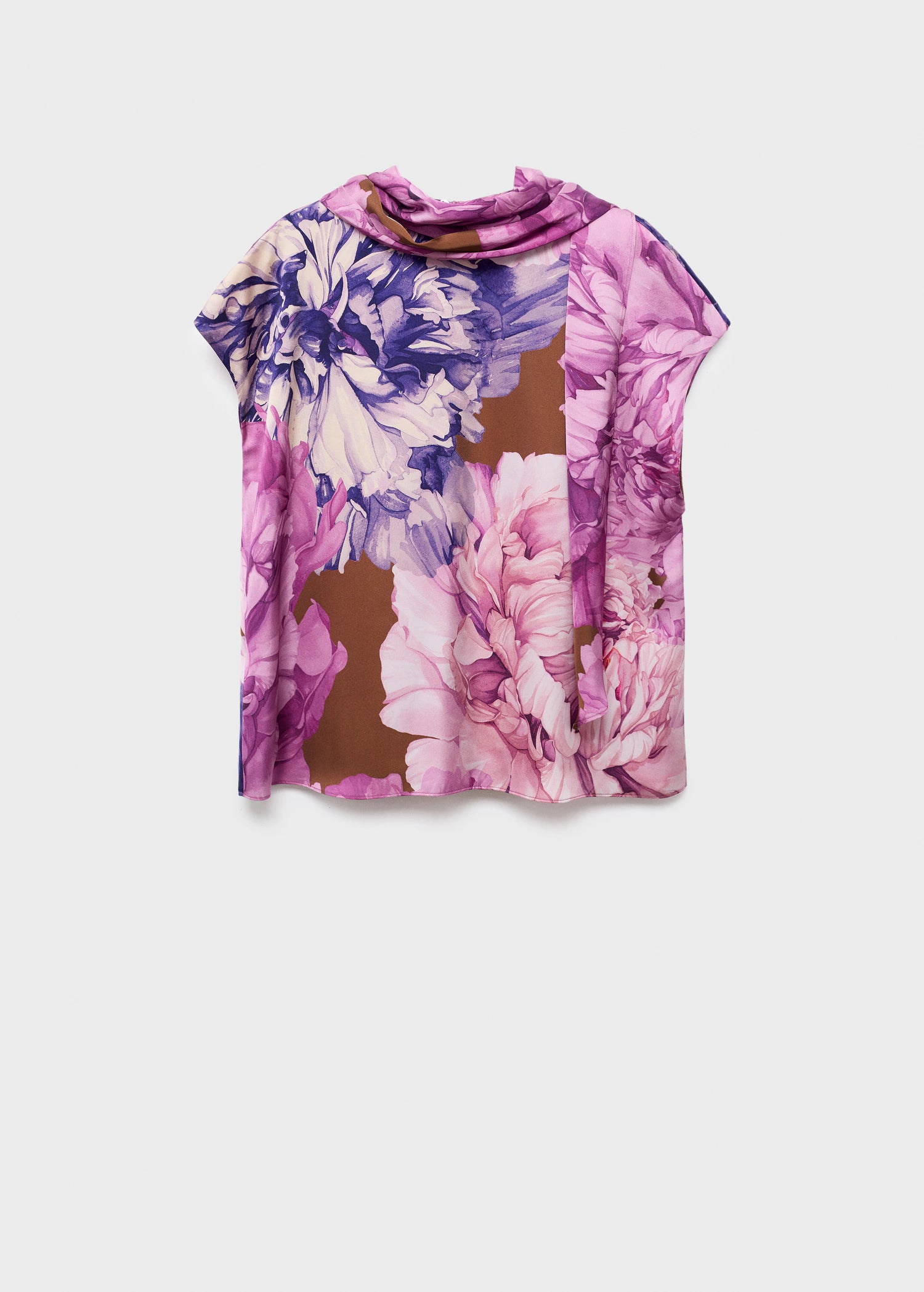 Floral Blouse With Scarf