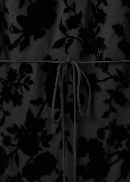 Floral Jacquard Dress With Bell Sleeves