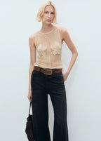 Floral Embroidered Crochet Top