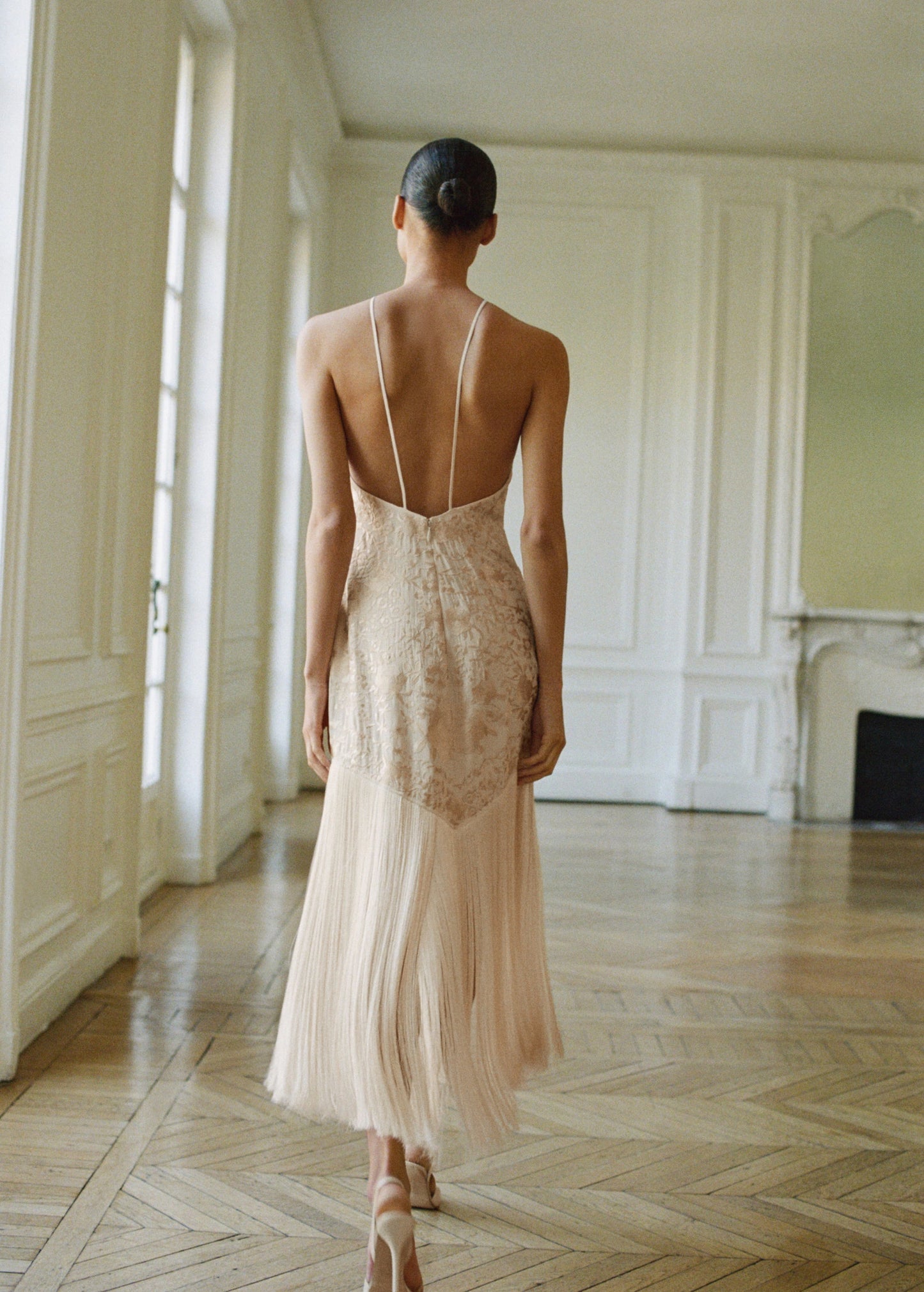 Floral Embroidered Dress With Fringe Detail