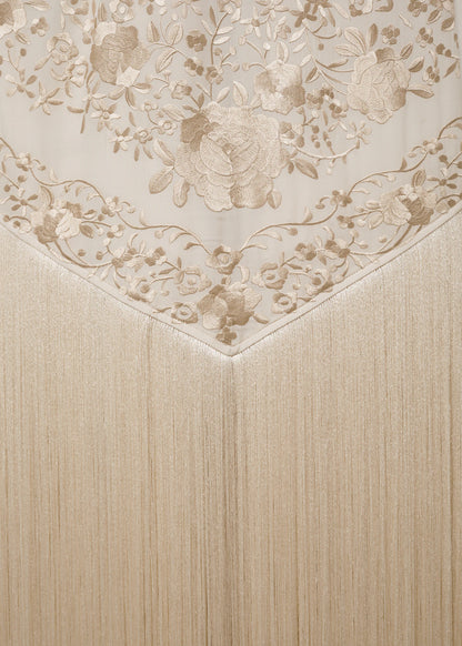 Floral Embroidered Dress With Fringe Detail