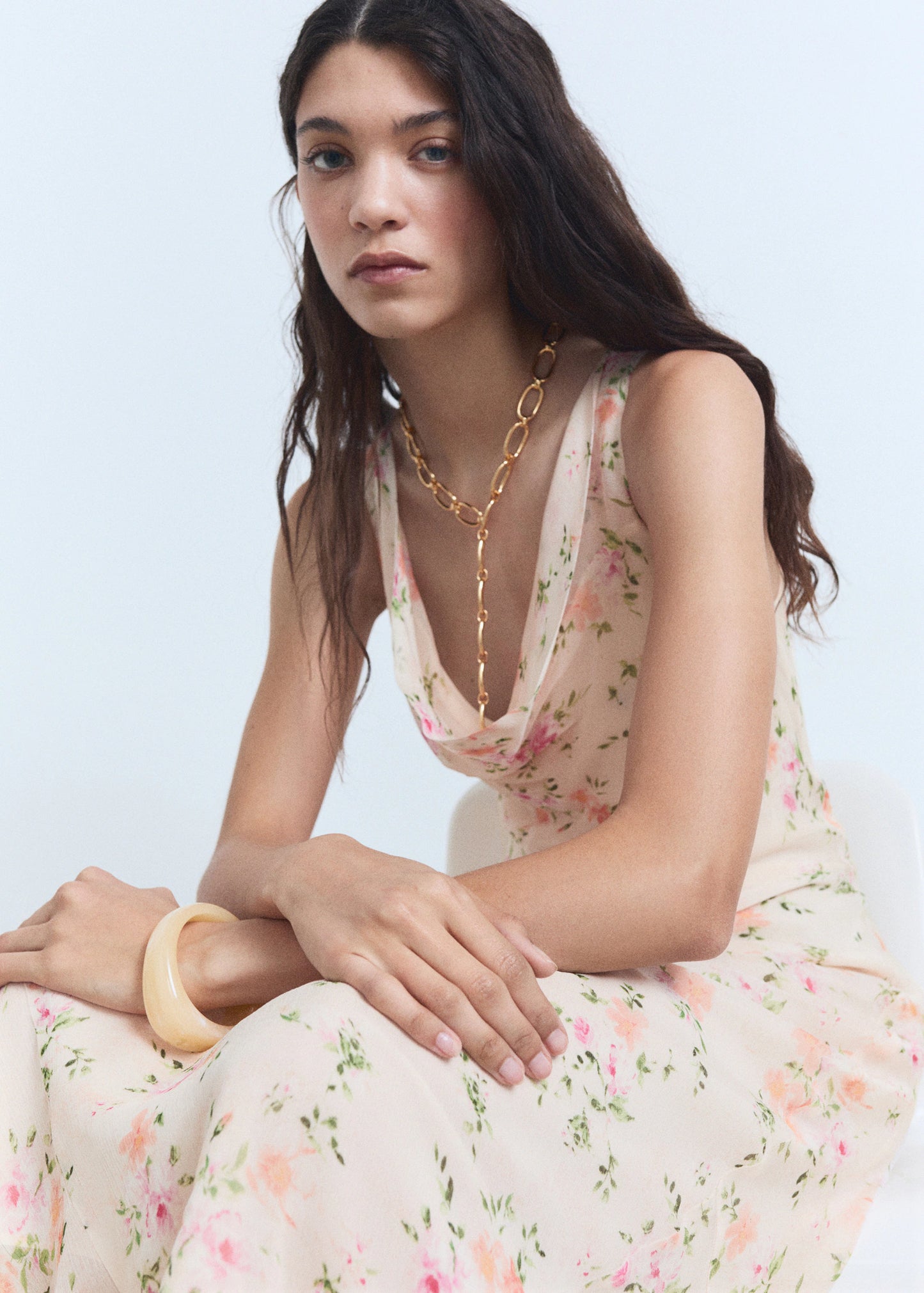 Floral Print Draped Dress