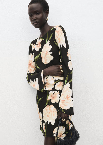 Floral Print Dress With Bell Sleeves