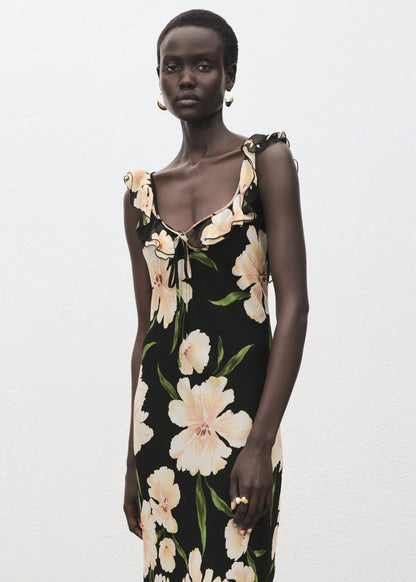 Floral Print Dress With Ruffle Detail