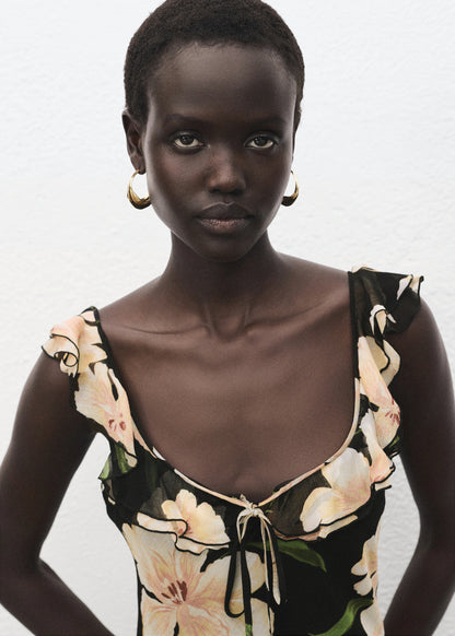 Floral Print Dress With Ruffle Detail