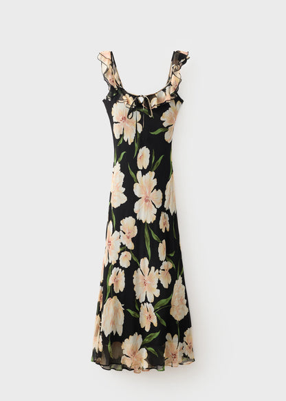 Floral Print Dress With Ruffle Detail