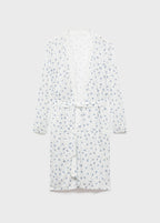 Floral Print Dressing Gown With Lace Trim