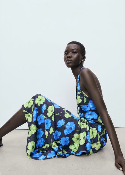 Floral Print Halter Neck Dress