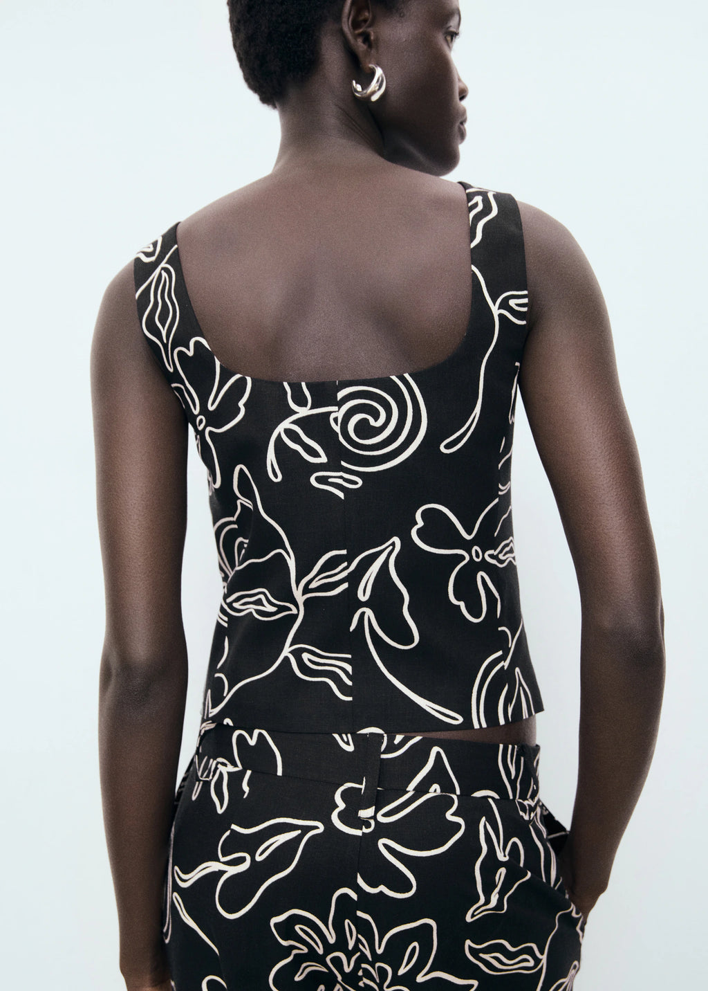 Floral Print Linen Suit Waistcoat