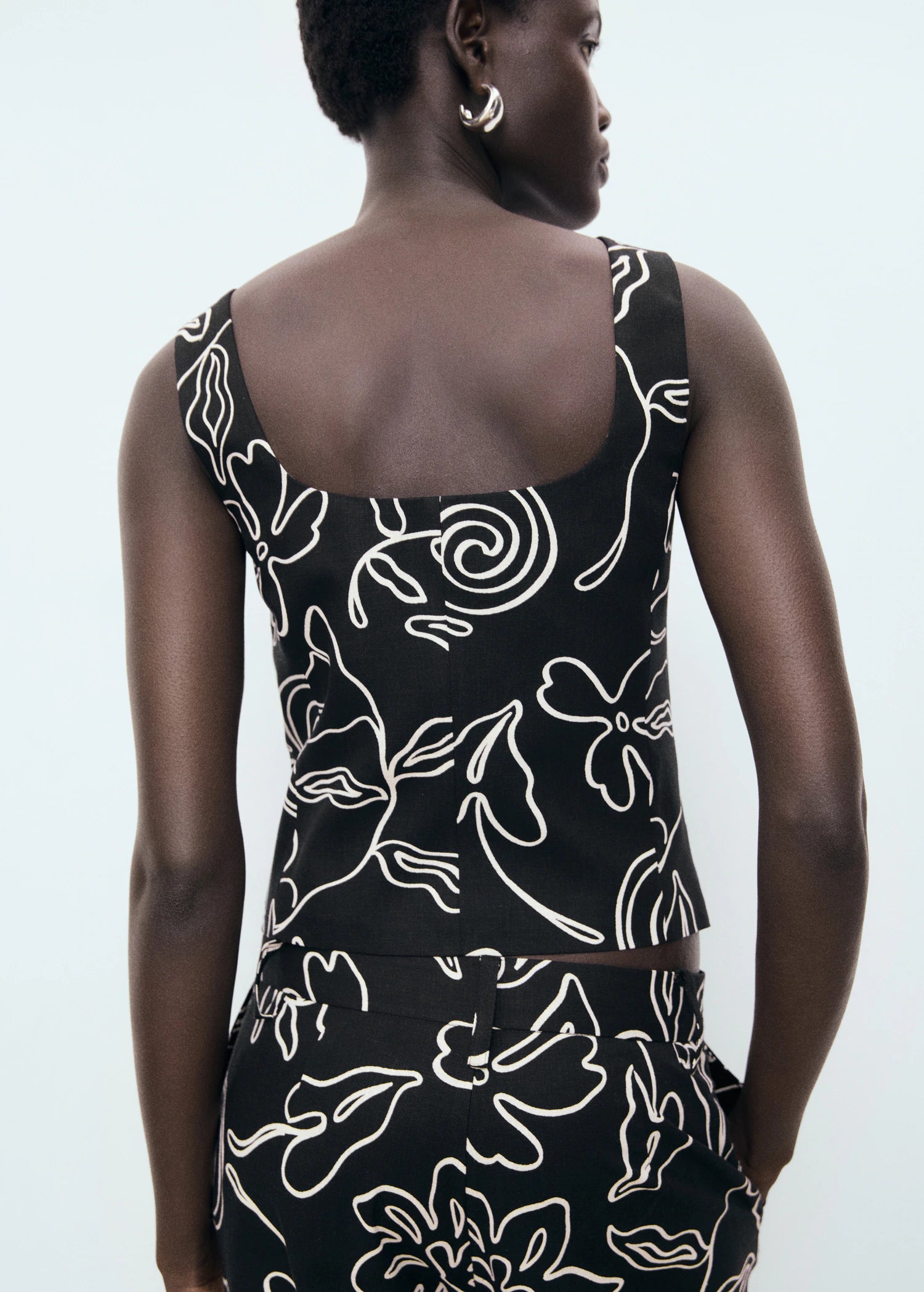 Floral Print Linen Suit Waistcoat