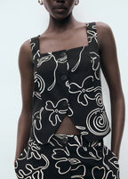 Floral Print Linen Suit Waistcoat