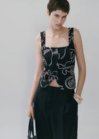 Floral Print Linen Suit Waistcoat