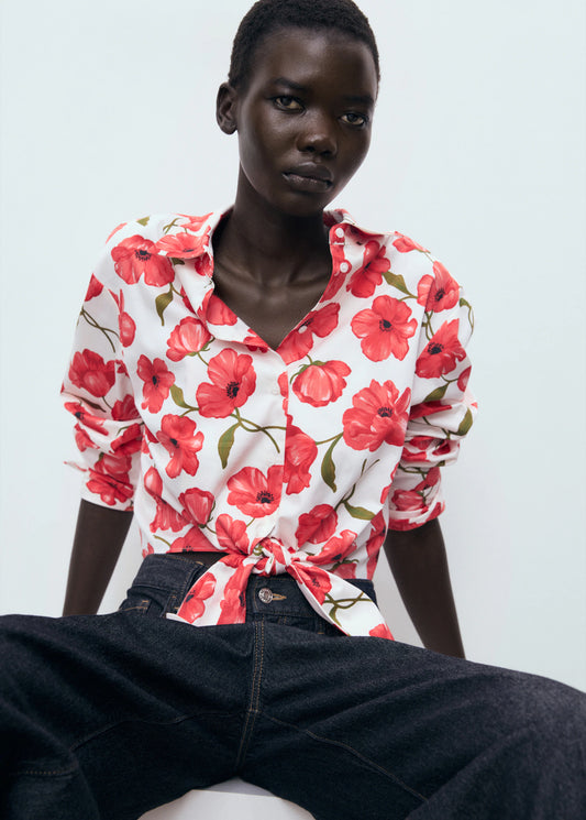 Floral Print Poplin Shirt