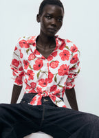 Floral Print Poplin Shirt