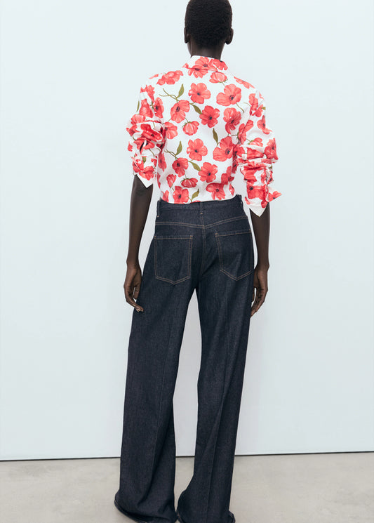 Floral Print Poplin Shirt