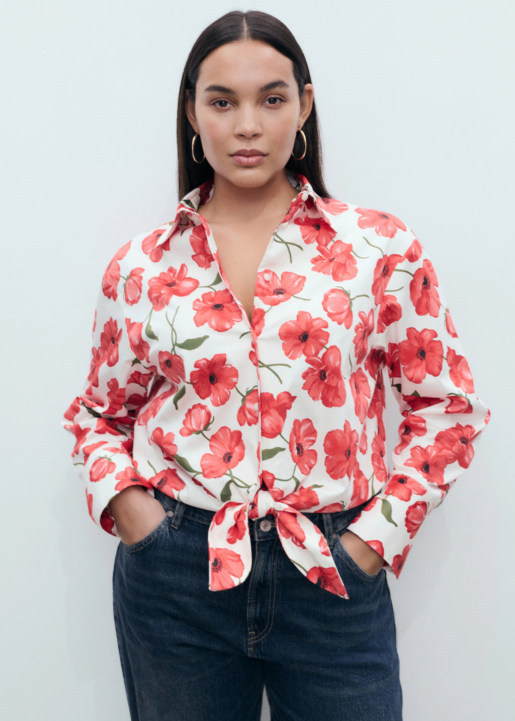 Floral Print Poplin Shirt