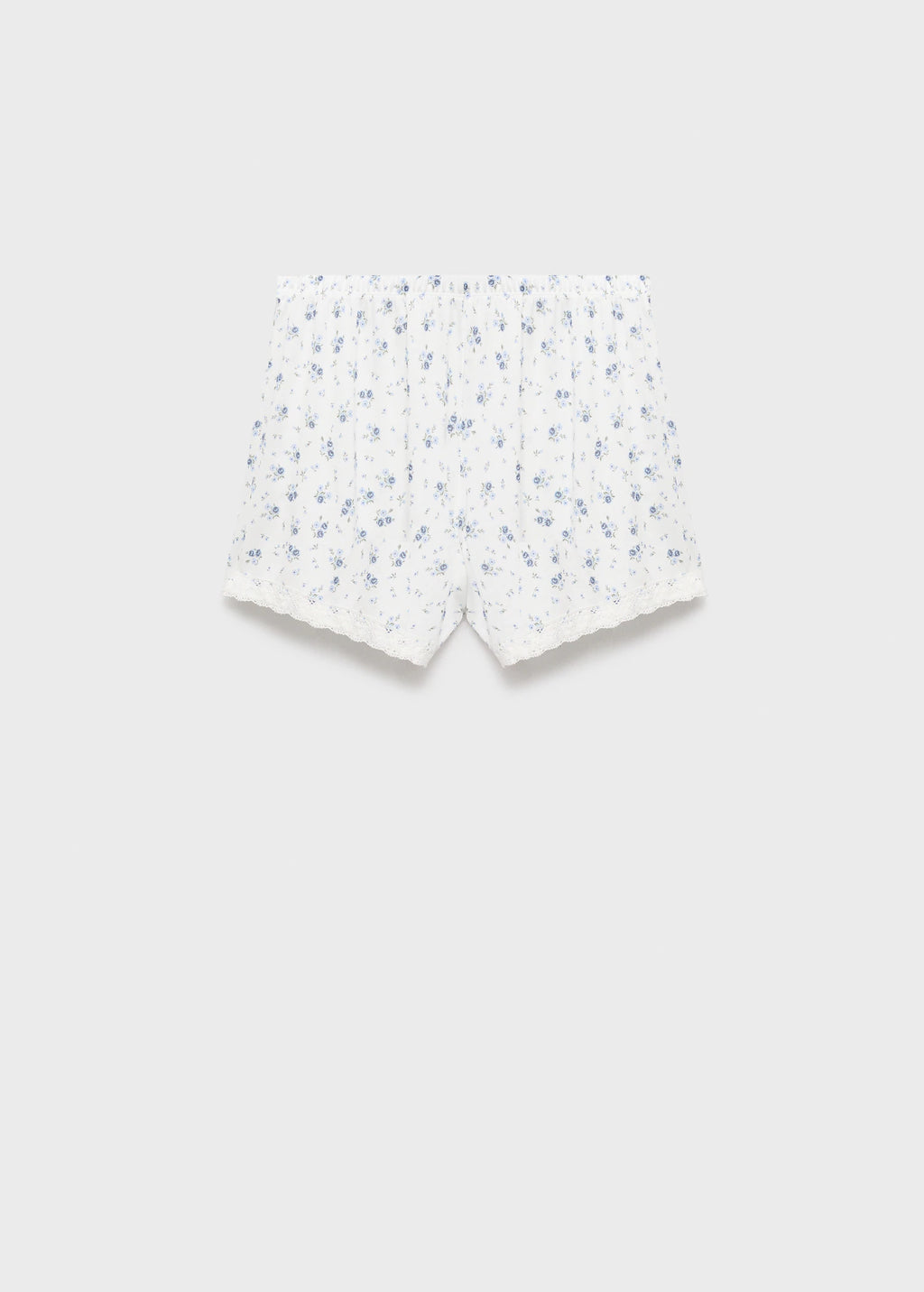 Floral Print Pyjama Shorts With Lace Trim
