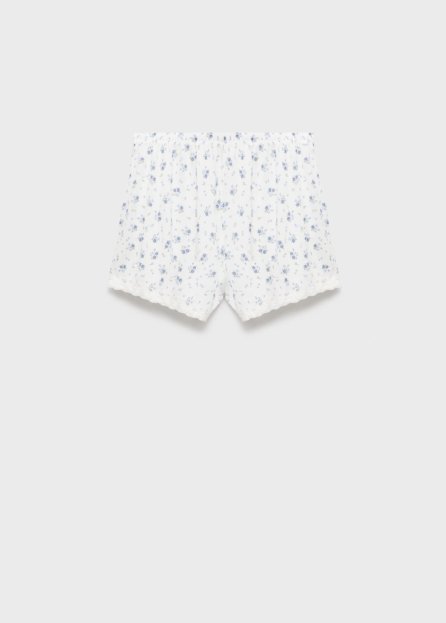 Floral Print Pyjama Shorts With Lace Trim
