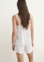 Floral Print Pyjama Top With Lace Trim